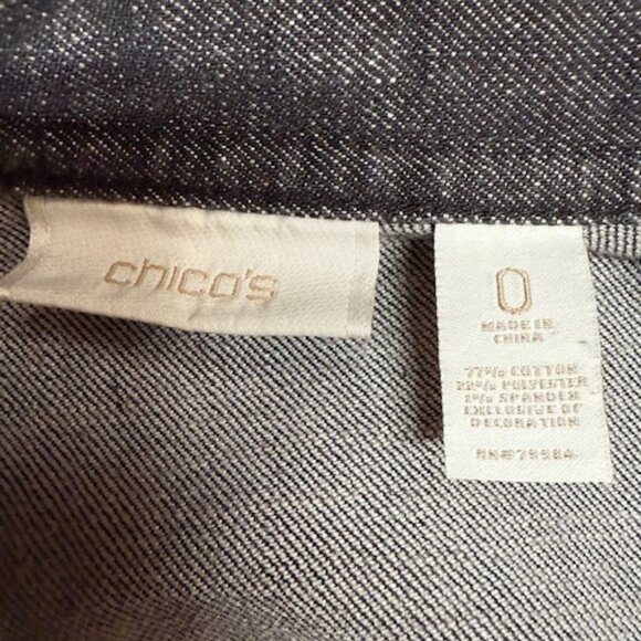 Chico's sequined charcoal gray denim fitted jacket. Size 0. - Picture 8 of 8